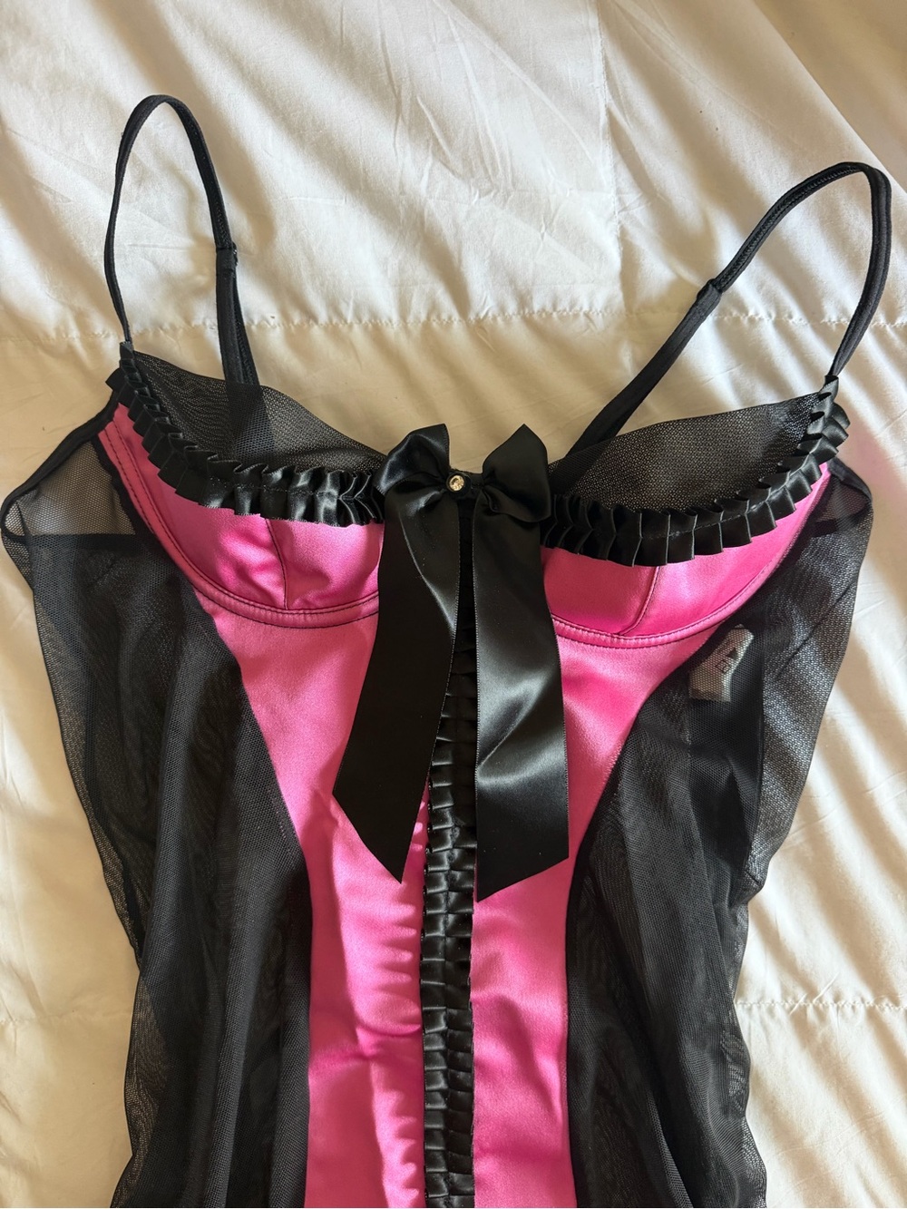 Vintage McBling Y2K Diamonds Are A Girls Best Friend Satin Mesh Corset Bustier